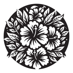Hibiscus vector art, Hibiscus silhouette, Hibiscus illustration, Hibiscus black and white vector, black and white flower, Hibiscus flower silhouette, abstract floral background