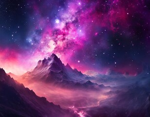 mesmerizing galaxy background featuring a swirling pink and purple nebula, this artwork captures an esoteric concept, blending elements of fantasy and astronomy to create an ethereal, otherworldly atm