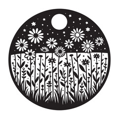 Daisy vector art, Daisy silhouette, Daisy illustration, Daisy black and white vector, black and white flower, 