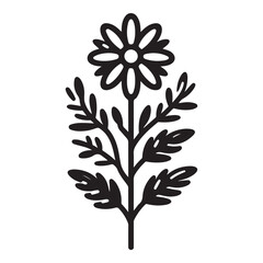 Daisy vector art, Daisy silhouette, Daisy illustration, Daisy black and white vector, black and white flower, 