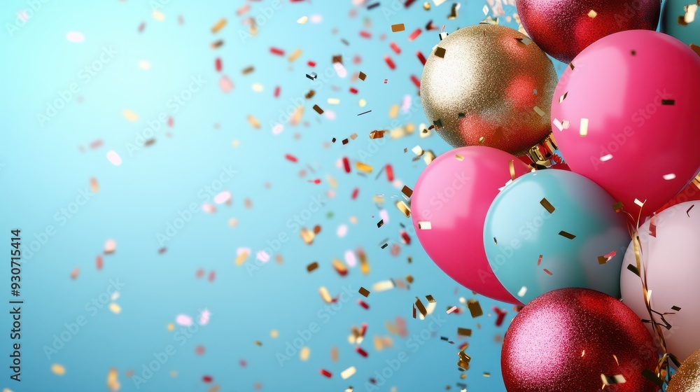 Poster background for text. baubles and cut large confetti and balloons perfect to have as a card . created