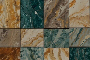 "Create a unique marbled tile design that combines elements of nature and modern art, with a range of colors and textures to choose from."