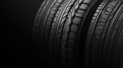 Car tire black banner background. Tires for sale in shop.