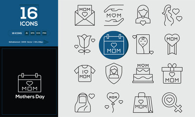 Mothers Day Set of high-quality icons that are suitable for Sadness. And change your next projects with minimalist icon design, perfect for websites, mobile apps, books, social media