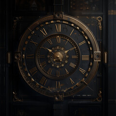 Obraz premium Vintage Clock Face with Roman Numerals and Brass Detailing 