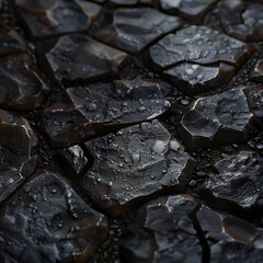 Wet Cracked Stone Surface with Raindrops Illustration
