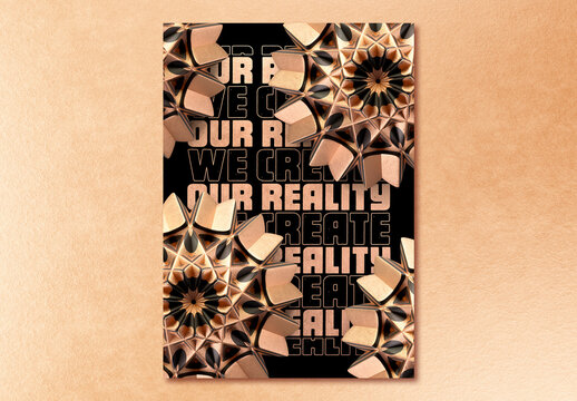 Gold 3D Poster Layout Design with Stacked Text