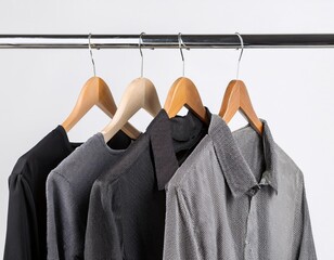 Clothing hanger with black and gray clothes
