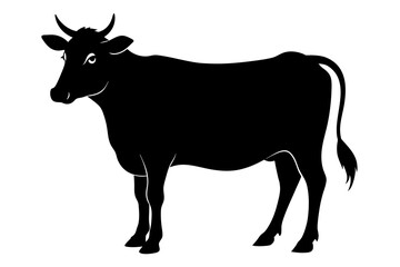 Beautiful cow silhouette black vector art illustration