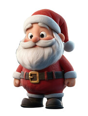A cartoonish, cartoonish looking santa standing on a white background