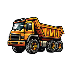 Vibrant vector illustration of a heavy-duty construction dump truck.