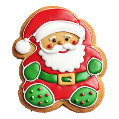 Gingerbread Christmas Santa Claus cookie biscuit icing red and green , isolated, cut out.
