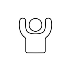 Man raised two hands icon, vector simple isolated illustration.