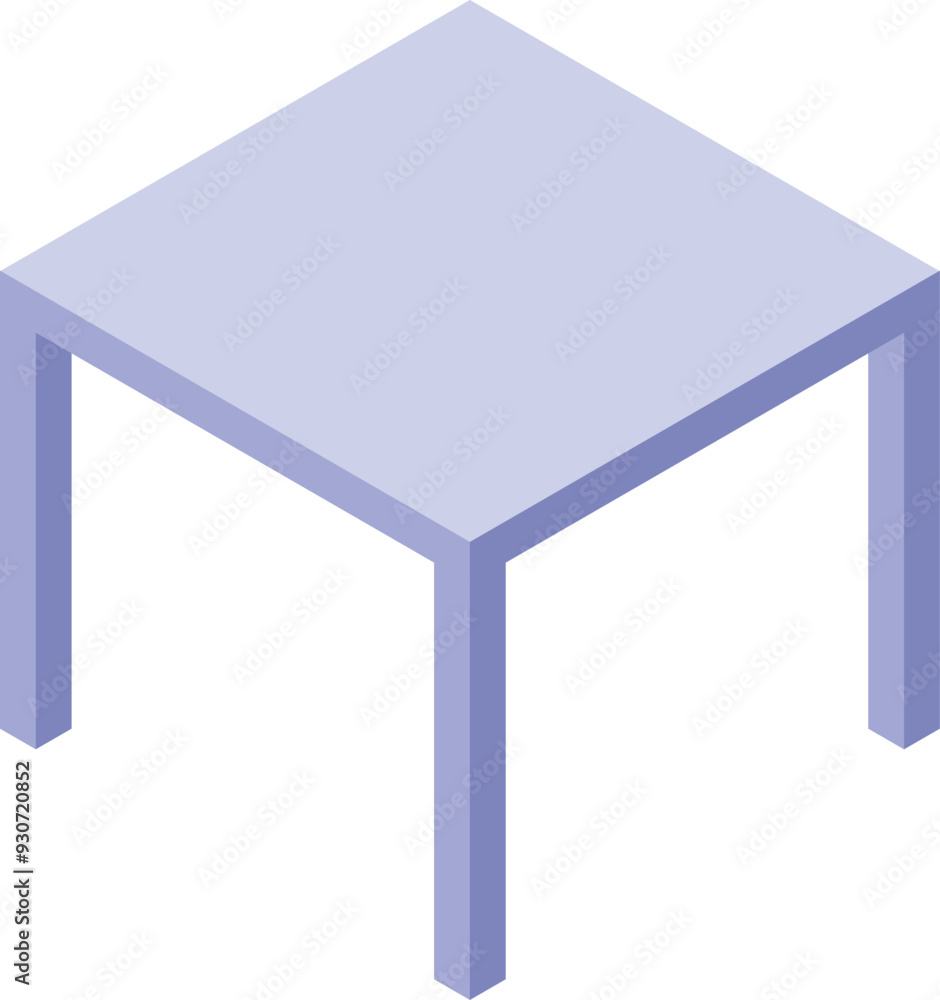 Poster modern square table with an empty top surface, perfect for displaying products or ideas in an isomet
