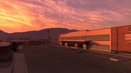 Obraz premium Vibrant Photorealistic Image of a Community Center on a Sunny Day