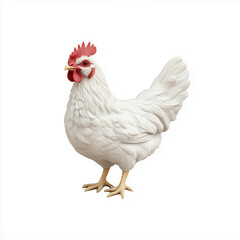 3D Illustration of a White Hen Isolated on White Background
