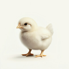 Fototapeta premium Cute Illustration of a Fluffy White Chick Isolated on Light Background 