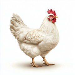 Fototapeta premium Realistic Illustration of a White Hen Isolated on White Background 
