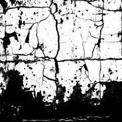 Cracked Concrete Surface With Distressed Grunge Texture in Black and White