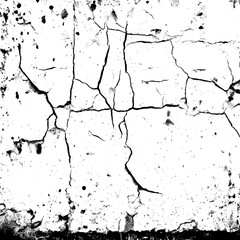 Cracked Concrete Surface With Distressed Grunge Texture in Black and White