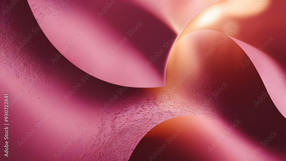 Poster abstract pink and gold swirls: a mesmerizing close-up of delicate pink paper curves creates a captiv