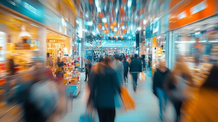 A bustling city street at night, filled with people rushing by.