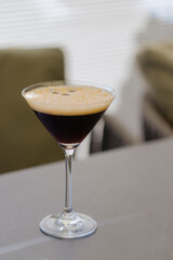 Espresso martini is a popular cocktail made with coffee, vodka and coffee liqueur, served in a martini glass
