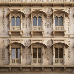 Fototapeta premium Beautiful Arabian Style Palace View Window Lobby Created with Generative AI Technology