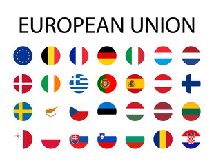 Fototapeta premium Round flags of European union countries