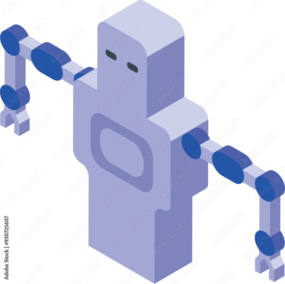 Aufkleber modern robot operating with arms outstretched in an isometric icon style