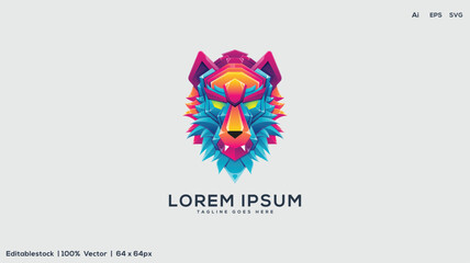 Colorful Wolf Logo Template using modern style vector view