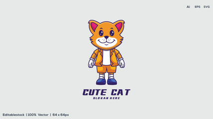 Cute Cat Logo Template with Modern Look and Style