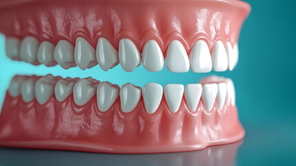 Obraz premium Realistic Dental Model Exposing Healthy Teeth Gums Oral Care Anatomy