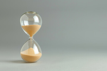 Classic hourglass measuring passing time on clean background
