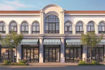 Fototapeta premium Front of a classic commercial building 3d render
