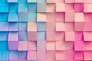 Seamless pattern of pastel pink, blue, and purple cubes arranged in an orderly grid