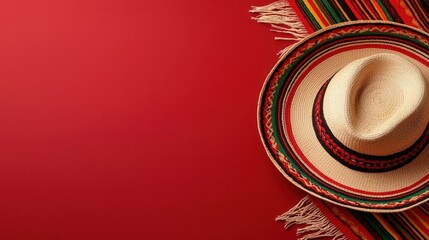 A hat is on a red background