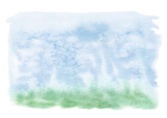 Abstract watercolor landscape. Hand drawn summer nature background
