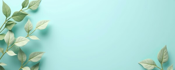 Fresh green leaves on a soft teal background, perfect for eco-friendly, wellness, or design concepts.