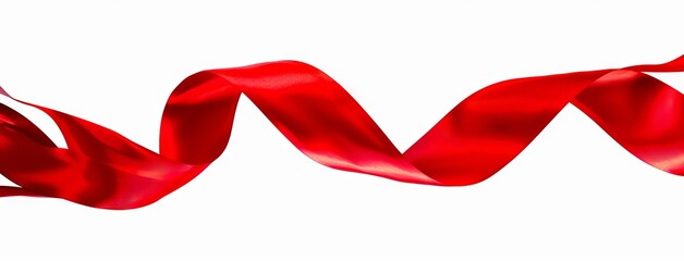 A red ribbon on a white background
