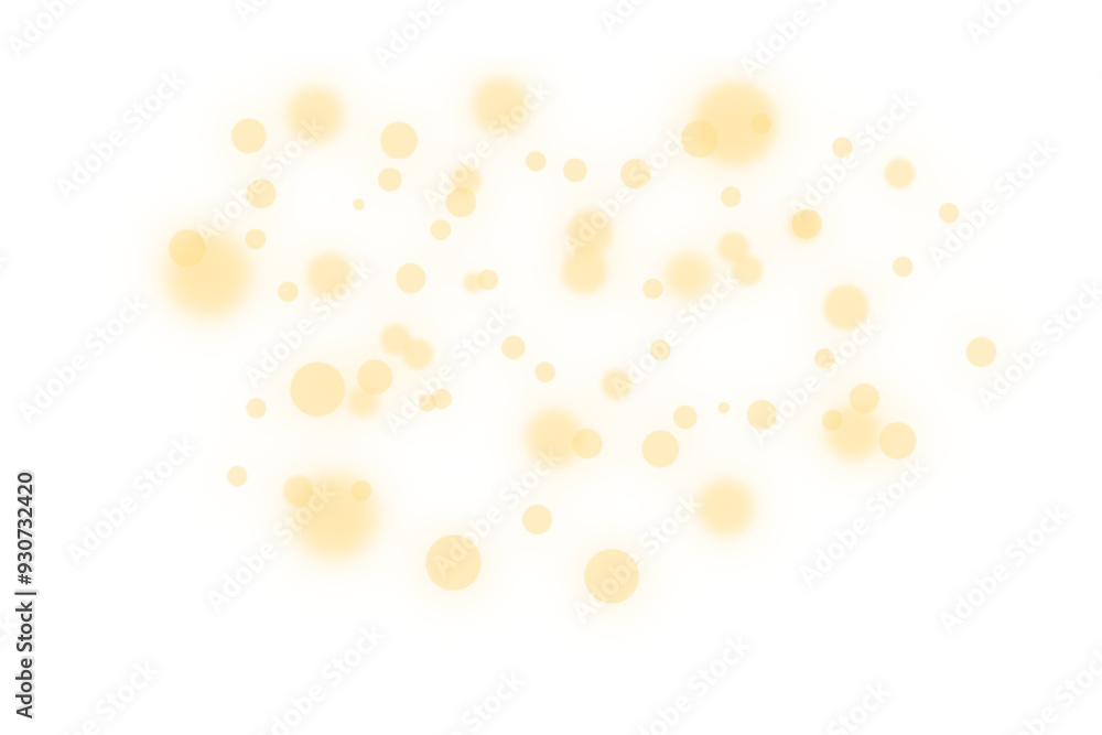 Poster glowing gold bokeh light effect on transparent background. elegant holiday design elements. bokeh li