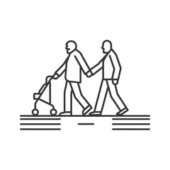 Elderly man walking with assistance using a walker