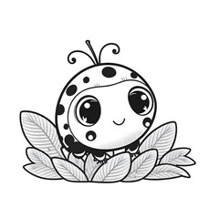 Naklejka premium COLORING DRAWING A CUTE LADYBUG