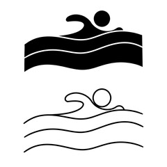 Summer Swim Water Information Flat People Pictogram Icon Isolated on White Background