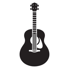 Naklejka premium Electric guitar silhouette on white background, Acoustic guitar silhouette, Acoustic and heavy rock electric guitars musical instruments