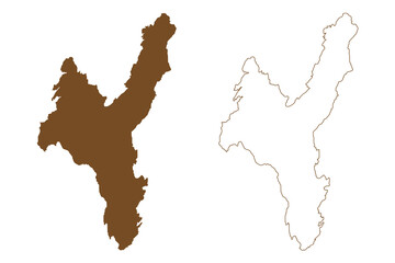 Sandhornoya island (Kingdom of Norway) map vector illustration, scribble sketch Sandhornoy map