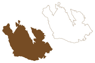 Selaon island (Kingdom of Sweden) map vector illustration, scribble sketch Selaön map