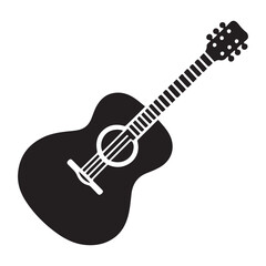 Fototapeta premium Electric guitar silhouette on white background, Acoustic guitar silhouette, Acoustic and heavy rock electric guitars musical instruments