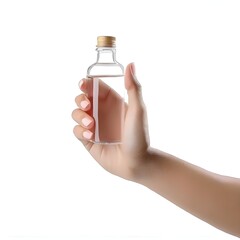 hand holding something like a bottle or can isolated on white background with clipping path