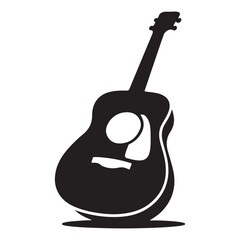 Fototapeta premium Electric guitar silhouette on white background, Acoustic guitar silhouette, Acoustic and heavy rock electric guitars musical instruments